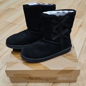 Koolaburra Black Suede Winter Boots with Sheepskin Lining